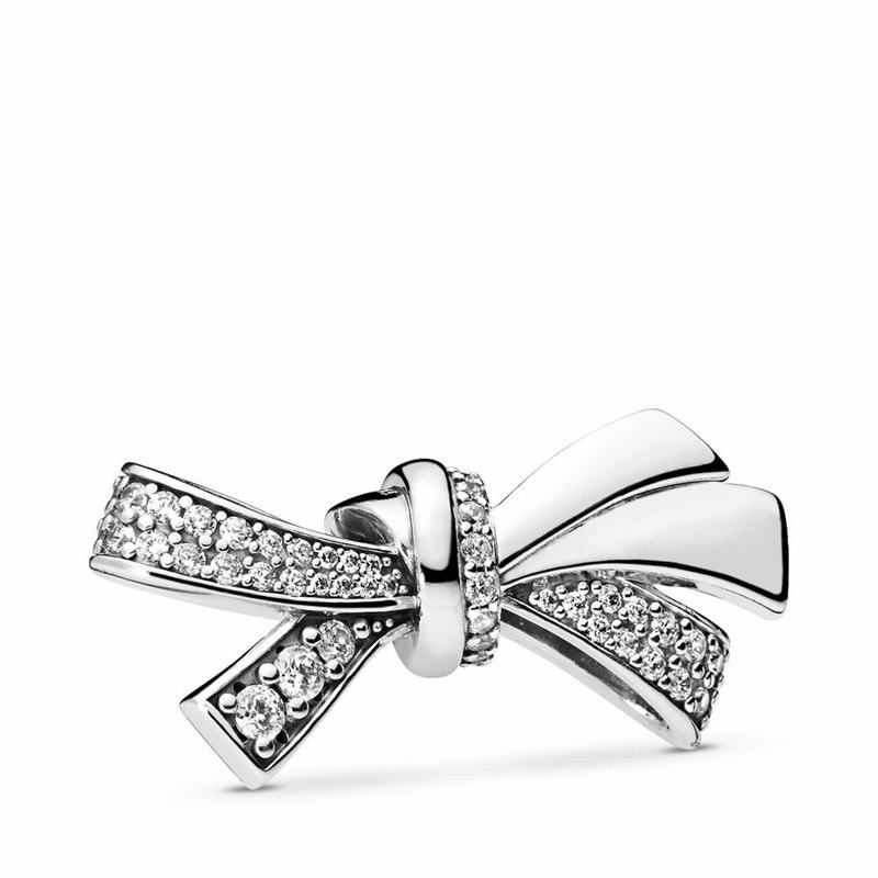 Pandora Brilliant Bow Charm Ireland - Sterling Silver/Cubic Zirconia - 680451ULB